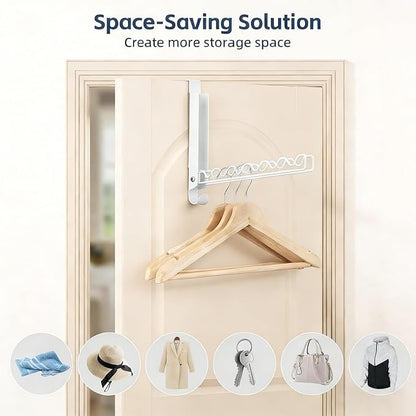 Over The Door Drying Rack, Double Folding Portable Over The Door Hooks for Small Space, Laundry Bathroom Bedroom Travel Storage Drying 2 Pack, White