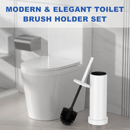 Toilet Brush and Holder Set: 304 Stainless Steel (White)
