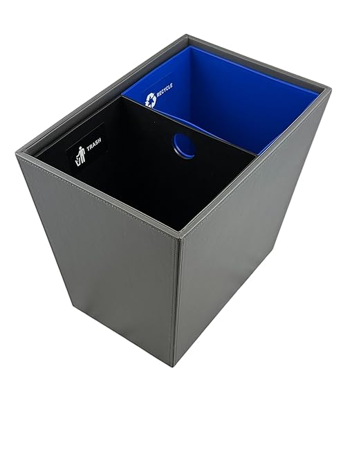 Dual Chamber Recycling & Trash Waste Bin 14.5" x 9" x 12" 22.5 Quarts (Gray)