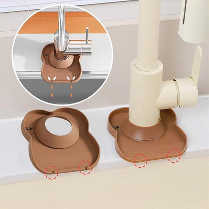 Silicone Faucet Mat for Kitchen Tap Compact Sink Splash Guard Protectors Behind Draining,Brown 2PCS