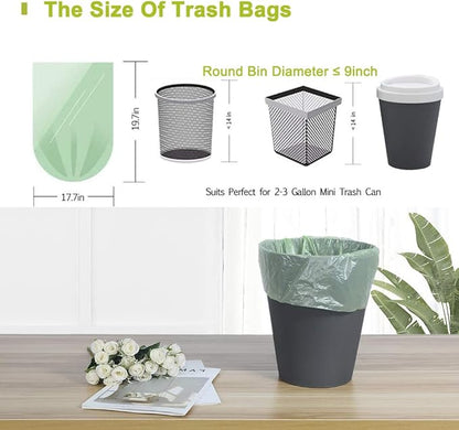 Jaoul Trash Bags 2.6 Gallon, Small Garbage Bags, Strong & Unscented Mini Trash Bags for Kitchen, Bathroom, Office, Restroom, Car, Black, 80 Counts