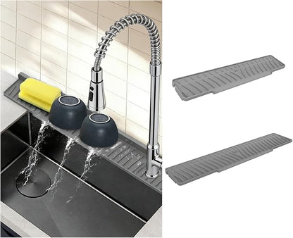 AZY 2-Piece Sink Splash Guard – Upgraded Silicone Draining Mats, Faucet Draining Design, Splash Guard for Kitchen Sink Area, Foldable Kitchen Faucet Mats