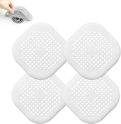 4 Pieces Drain Covers Hair Stopper for Shower Drain Bathtub Stopper Home Drain Protectors with Sucker Water Trap Sink Cover for Bathroom Bathtub and Kitchen (2 White+2 White)