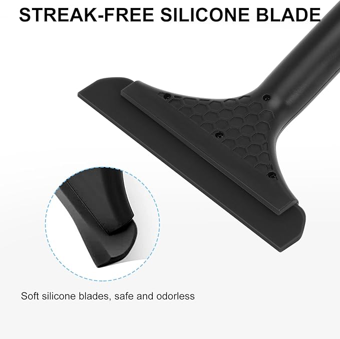 SetSail Shower Squeegee for Glass Doors Small Squeegee for Shower Glass Door Mini Silicone Squeegee for Car Window Cleaning 2 Packs, All Black