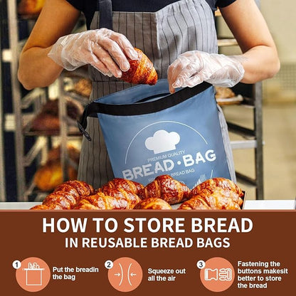 2 Pack Beeswax Bread Bags for Homemade, Reusable Bread Bag for Sourdough, XL-Reusable Waxed Linen Food Storage Bag to Keep Sourdough Fresh, Freezer-Safe, Eco-Friendly (Blue&Grey)
