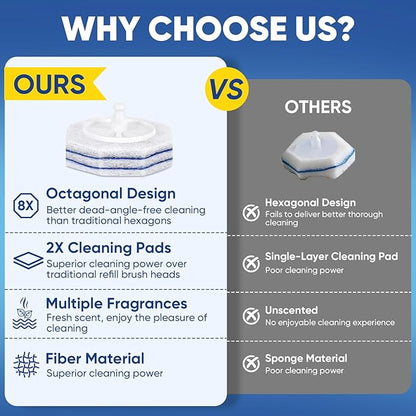 30Ct Aromative Toilet Brush Refills, Toilet Bowl Cleaner Refills, Double-Layer Cleaning Pads Added, Disposable Refill Heads for Toilet Bowl Cleaner Wands，Lemon, Blue Ocean, Lavender （Patented）