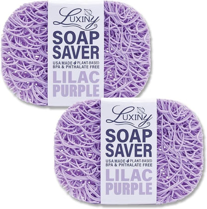 Soap Savers for bar soap, American Made by Luxiny, Lifts Soap in Soap Dishes & Shower Soap Holders -Handmade Soap Lasts Longer -Made from Plant Based Material (Lavender Lilac Purple)