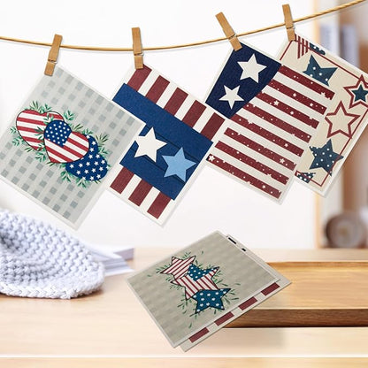 6 Packs Swedish Kitchen Dish Cloths - Reusable Paper Towels for Counters & Dishes - Eco-Friendly Cellulose Sponge Cloth (Flag)