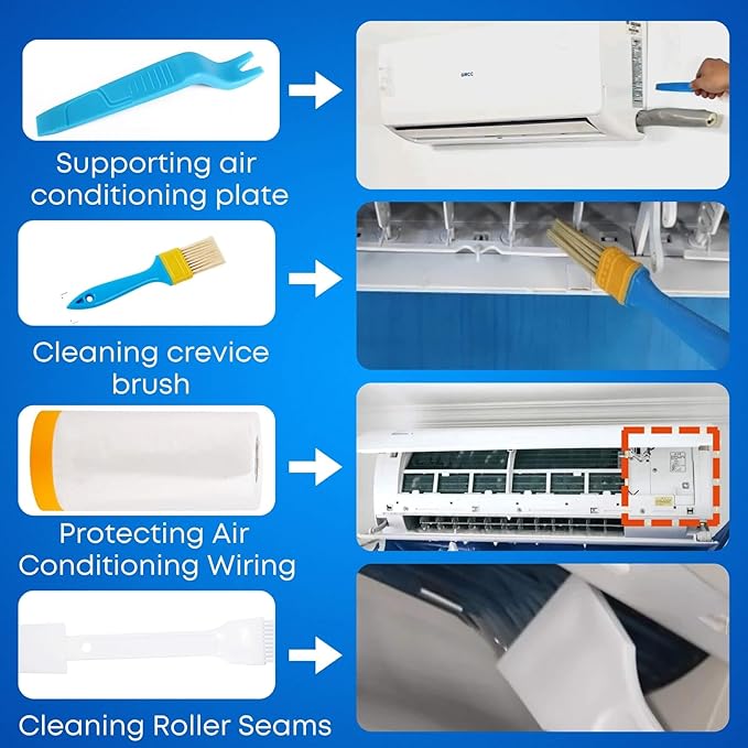 Oiktylr Mini Split Cleaning Kit Bag with 2L High Pressure Sprayer, Air Conditioner Cleaning Kit with Waterproof PVC AC Cleaning Cover Bib with HVAC Cleaning Tools, Small