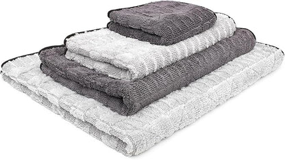 The Rag Company Gauntlet Car Drying Towel, Ultra-Absorbent 70/30 Blend Korean Microfiber, Dries Vehicles Faster Without Scratching, 900 GSM, 20x30 Inches, Ice Grey/Grey, 1-Pack