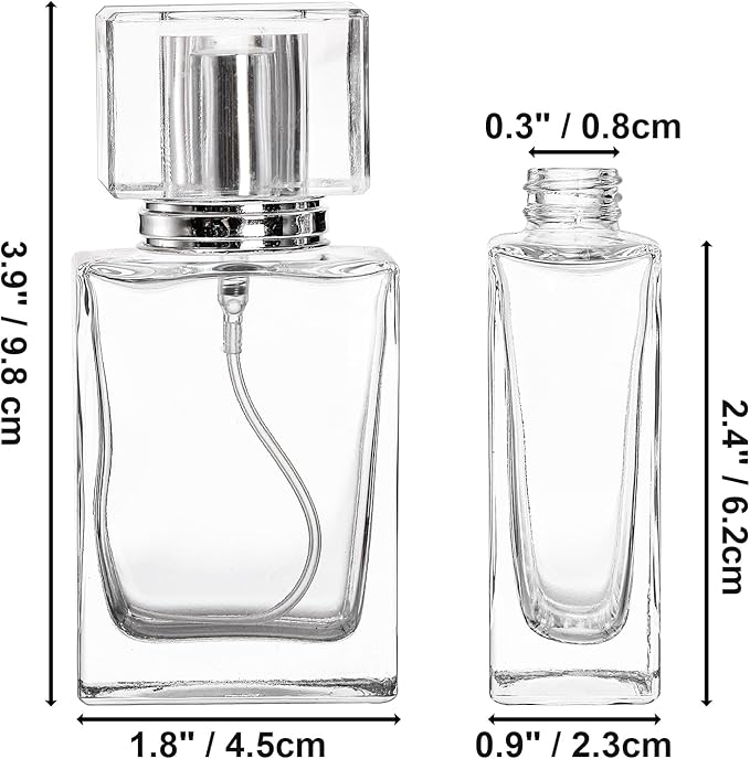 Foraineam 8 Pieces 30ml / 1 oz. Fine Mist Perfume Spray Bottles, Clear Glass Cosmetic Atomizer Bottle, Refillable Travel Perfume Bottles Empty Fragrance Essential Oil Container with Spray Applicator