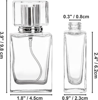 Foraineam 8 Pieces 30ml / 1 oz. Fine Mist Perfume Spray Bottles, Clear Glass Cosmetic Atomizer Bottle, Refillable Travel Perfume Bottles Empty Fragrance Essential Oil Container with Spray Applicator