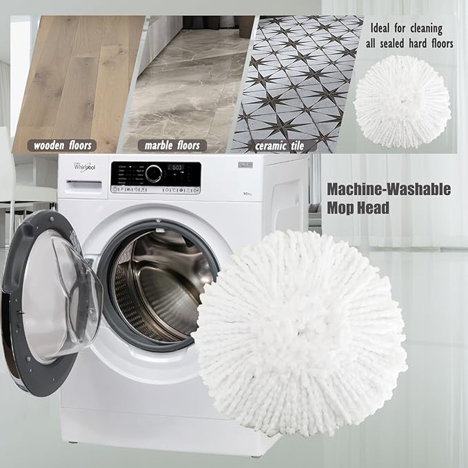 4 Pack Spin Mop Replacement Heads Mop Refills Microfiber Mop Replace Heads Safe for All Hard-surfaced Floors