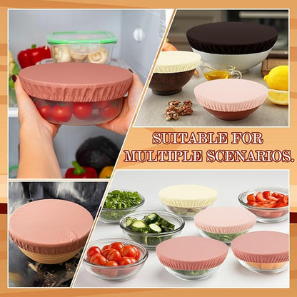 5 Pcs Beeswax Bowl Covers Reusable for Bread Proofing 5 Size Beeswax Elastic Cotton Bowl Covers for Fruits Food Storage(Pink)