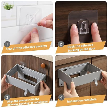 2PCS Foldable Trash Bag Holder, Portable Hanging Garbage Can Rack with Fixing Snap for Kitchen Cabinet Doors, Ideal for Small Spaces, RVs and Camping