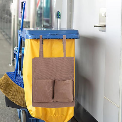 Janitorial Cart Bag Replacement with Straps 17.71X15.74X7.87In Durable Cloth Cleaning Tote for Janitorial Cart Utility Trash Collection and Housekeeping Supplies