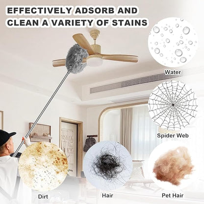 Storystore Ceiling Fan Cleaner Duster - Adjustable Duster with Extension Pole,Dusters for Cleaning Fan Blade, Walls and Cobweb (2Pcs Dusters/Grey)
