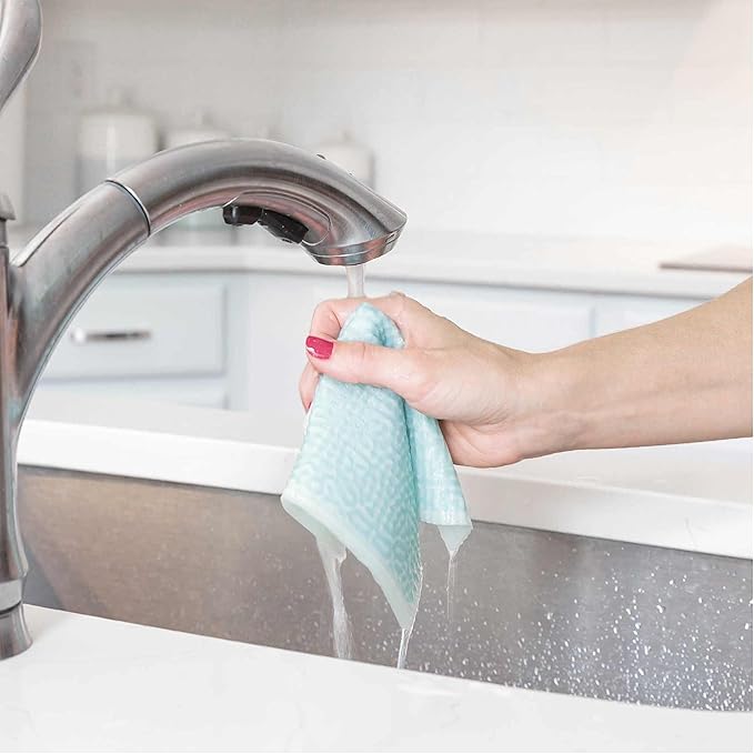 ELYN Swedish Dishcloths, Reusable & Washable Sponge Cloths, Absorbent Cleaning Paper Towels for Kitchen, Dishes, Counters and More, 5 Pack, Painted Petals Pattern