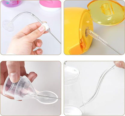 8PCS Bottle Brush Sponge Cup Brush with Straw Brushes Long Handle Cleaner Brush for Baby Bottle Glasswares Mugs Cups Kitchen Clean (4 Bottle Brushes + 4 Straw Brushes)