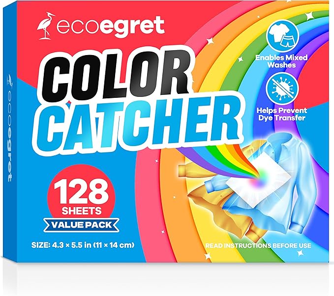 Color Catcher for Laundry (128 Count), Color catcher to Prevent Dye Transfer in Mixed Loads and Save Time by Skipping Sorting, Safe for All Fabrics and Washing Machines