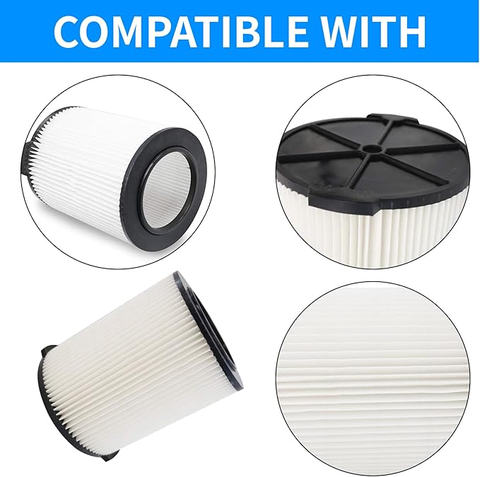 2 Pack VF4000 Filter Replacement for Ridgid for Shop Vac 5-20 Gallon Wet Dry Vacuums + VF3502 Shop Vac Bags + 2 Pack Foam Sleeve for Ridgid Wet Dry Vacuum + 1 Pack Brush Cleaner (7 Pack)