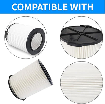 2 Pack VF4000 Filter Replacement for Ridgid for Shop Vac 5-20 Gallon Wet Dry Vacuums + 4 Pack Foam Sleeve for Ridgid Wet Dry Vacuum + 1 Pack Brush Cleaner (7 Pack)