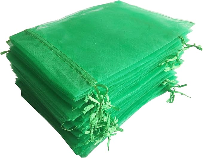100 Pieces 5x7 inches Gift Wrap Bags Green, Organza Sheer Fabric,Drawstring Classy Present Bags for Baby Shower Favor,Candy,Christmas Favour,Sample Packing Decorative,Handmade Soap,Merchandise,Makeup