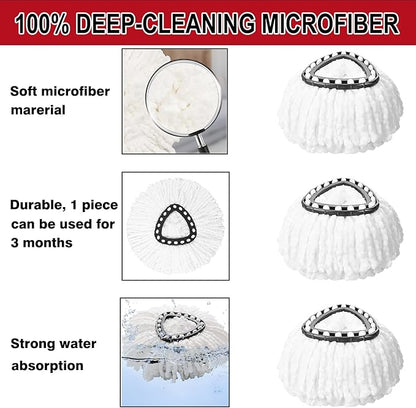 4Pcs Mop Head Replacements,Spin Mop Replacement Head Compatible with Cedar Easywring 1-Tank System Including Machine Washable & Easy to Replace,2 Spin mop Replacement Heads,1 Brush Head and 1 Base