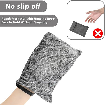 4Pack Exfoliating Soap Pouch Nylon Soap Saver Bag Mesh Soap Bag Body Scrubber Rough Sponge Exfoliator for Bath Shower Women Men