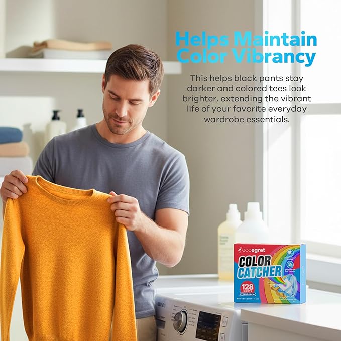 Color Catcher for Laundry (128 Count), Color catcher to Prevent Dye Transfer in Mixed Loads and Save Time by Skipping Sorting, Safe for All Fabrics and Washing Machines