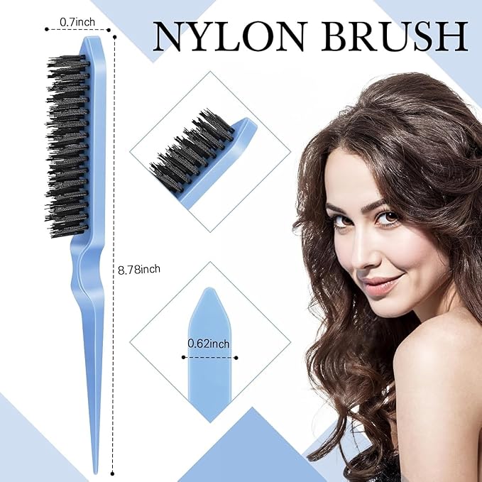 Hair Brush Set with Continuous Spray Bottle，Slick Back Hair Brush Back Brushing, Combing, Slicking Hair (Blue)