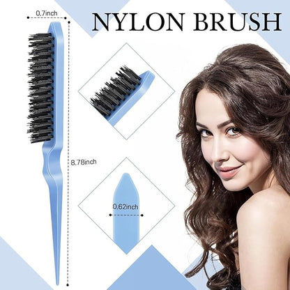 Hair Brush Set with Continuous Spray Bottle，Slick Back Hair Brush Back Brushing, Combing, Slicking Hair (Blue)
