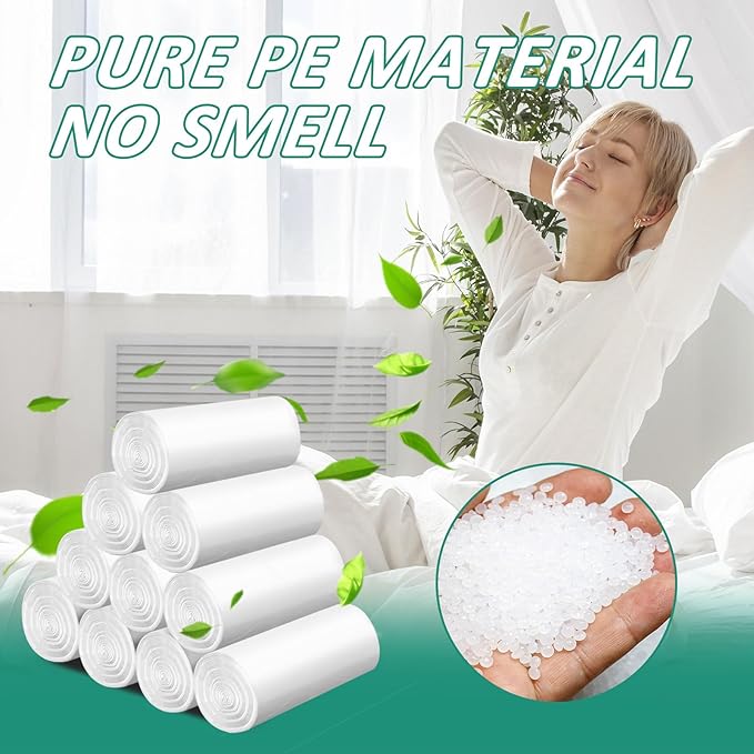 220 Count-4 Gallon Trash Bag, White Trash Bags, Bathroom Trash Bags Small Garbage Bags for Bathroom Can,White 4 Gal Small Trash Can Liners,Unscented Garbage Bag