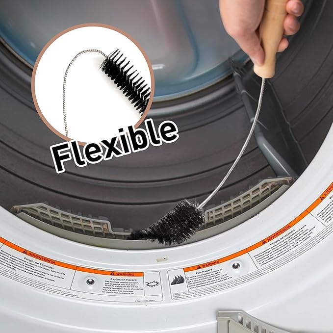 Professional Dryer Vent Cleaning Kit with Long Flexible Vacuum Brush, Lint Removal Tool, Refrigerator Coil Cleaner