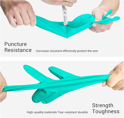 ThxToms 5 Pairs Nitrile Chemical Resistant Gloves, 15mil,13", Reusable Latex Rubber Free Heavy Duty Gloves, Acid Alkali Oil Protection, Industrial Use and Household Cleaning, Non-Slip, Large