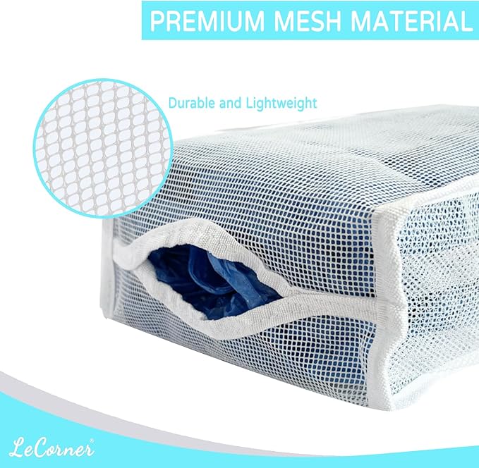 Large Capacity Grocery Bag Holder - Breathable Mesh Plastic Bag Dispenser Organizer (White)