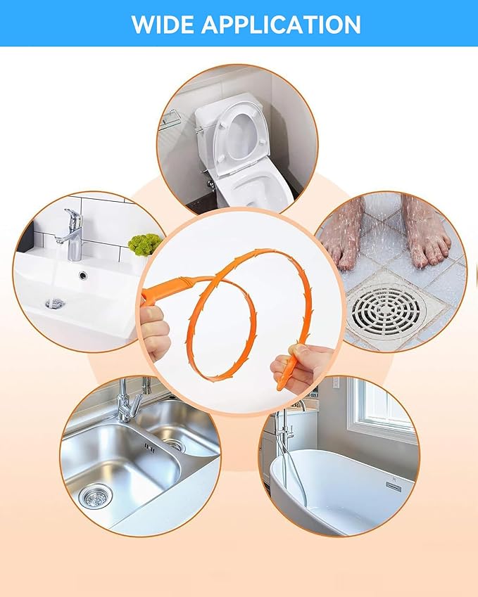 6 Pack Drain Clog Remover - Flexible Drain Snake for Effective Cleaning Hair and Debris in Sink or Bathtub, 20 Inch