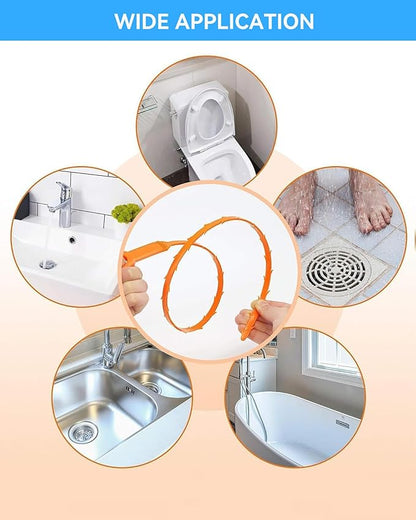 6 Pack Drain Clog Remover - Flexible Drain Snake for Effective Cleaning Hair and Debris in Sink or Bathtub, 20 Inch