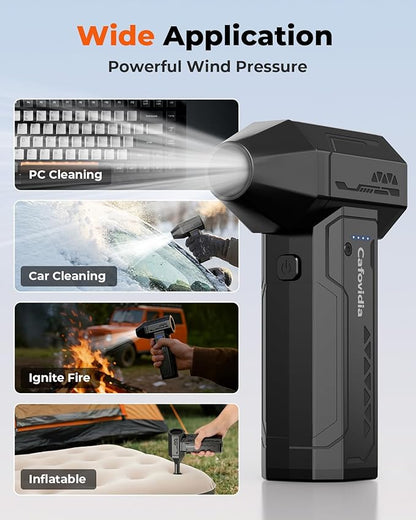 Electric Air Duster- 3 Times The Standard Wind Power, 300000RPM 10000mAh Compressed Air Duster, Brushless Motor, 4-Gear Adjustable, Rechargeable Mini Air Blower for PC, Home, Outdoor, Car