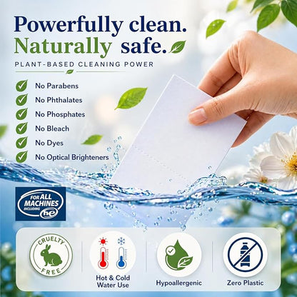 Laundry Detergent Sheets – 240 Eco Laundry Sheets Detergent, Travel Laundry Soap Sheets, Washer Sheets Detergent, Ultra Concentrated, Plastic-Free, Fresh Clean, 180 Sheets