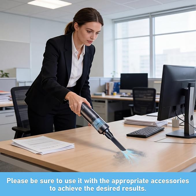 Mini Vacuum Portable Cordless Handheld Vacuum Cleaner, 4-in-1 Small Vacuum with 2 Suction Modes and 16kPa for Desk, Computer, Keyboard & Car, Desktop Vacuum with Blowing & Inflating 2 Modes