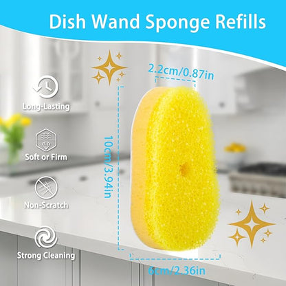 12 Packs Dish Wand Sponge Refills Compatible with Scrub Daddy - Replacement Heads, Dish Scrubber Brush for Cleaning Stuck-on Food, Sponge Replacement Heads for Kitchen Cleaning, (Only Refills)