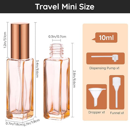Segbeauty Portable Mini Perfume Atomizer Bottle, 5pcs Empty Refillable Cologne Spray Bottles, 10ML Small Travel Glass Perfume Bottle Fine Mist Sprayer Scent Pump Case for Cologne Fragrance