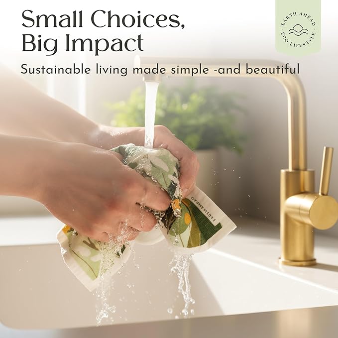 Swedish Dishcloths – Floral Designs Gift Set – Reusable Compostable Cellulose Sponge Cloth – Eco-Friendly Paper Towel Alternative 6 Pack
