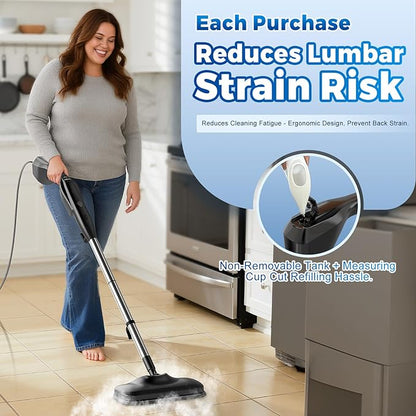 Fast Heating & Heavy Duty Detachable Steam Mop Cleaner with 17 Accessories, Dual-Speed Control 260°F High-Temperature Floor Steam Mop, Power Steady Steam Cleaner for All Floors|Windows|Tile|Grout|Home