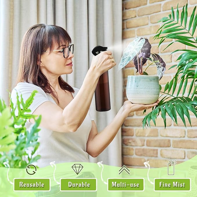 6-Pack 200ml Brown PET Plastic Spray Bottles with Black PP Head Empty Fine Mist Liquid Sprayer Multi-Purpose Atomizer Dispenser for Home,Garden and Beauty