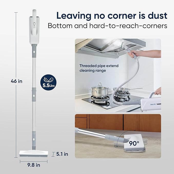Seyola Steam Mop for Floor Cleaning, Steam Cleaner for Home with Handheld 6-in-1 Multi-function Attachments for Hardwood Floors, Clothes, Windows, Tiles Grout, Furniture, Carpet Cleaning