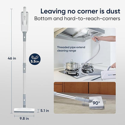 Seyola Steam Mop for Floor Cleaning, Steam Cleaner for Home with Handheld 6-in-1 Multi-function Attachments for Hardwood Floors, Clothes, Windows, Tiles Grout, Furniture Cleaning (off-white)