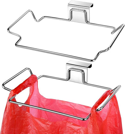 Trash Bag Holder,2 Pack Trash Bag Holder for Cabinet Door and Cupboards,Stainless Steel,Plastic Bag Holder Under Sink,Use for Kitchen,Bathroom,Camper,Rv