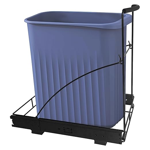 Pull Out Trash Can Under Cabinet Trash Can Organizer with Soft Close Rail Adjustable Cabinet Trash Can Pull Out Kit Under Sink Slide Out Shelf(Bin Not Included), Fits 7-13 Gallon